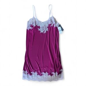 Natori Silk Slip / Nighty - Fuchsia - Large